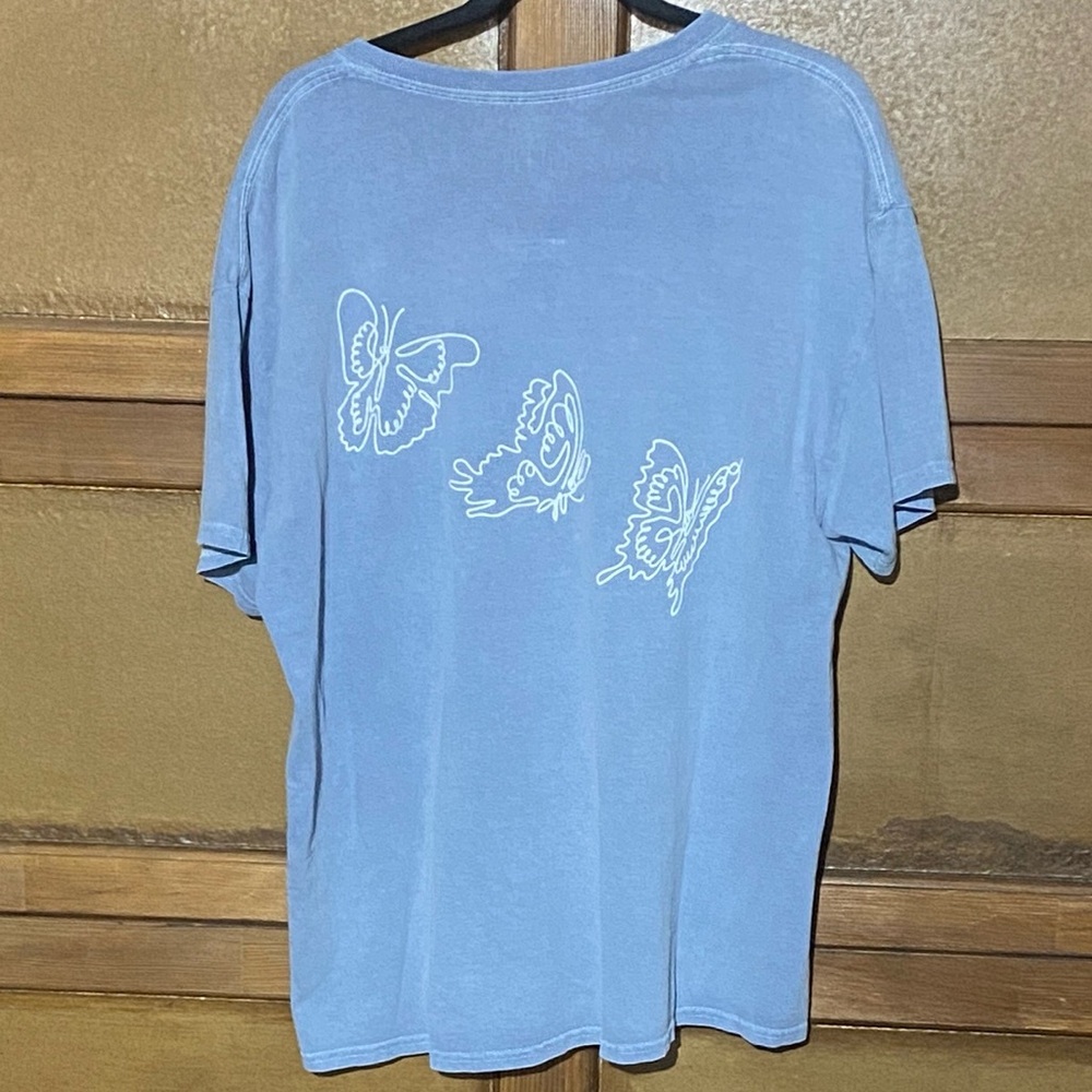 Urban Outfitters Light Blue Tee with Butterfly Design - Picture 2 of 3